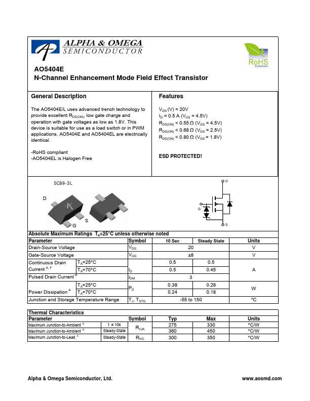 <?=AO5404E?> डेटा पत्रक पीडीएफ