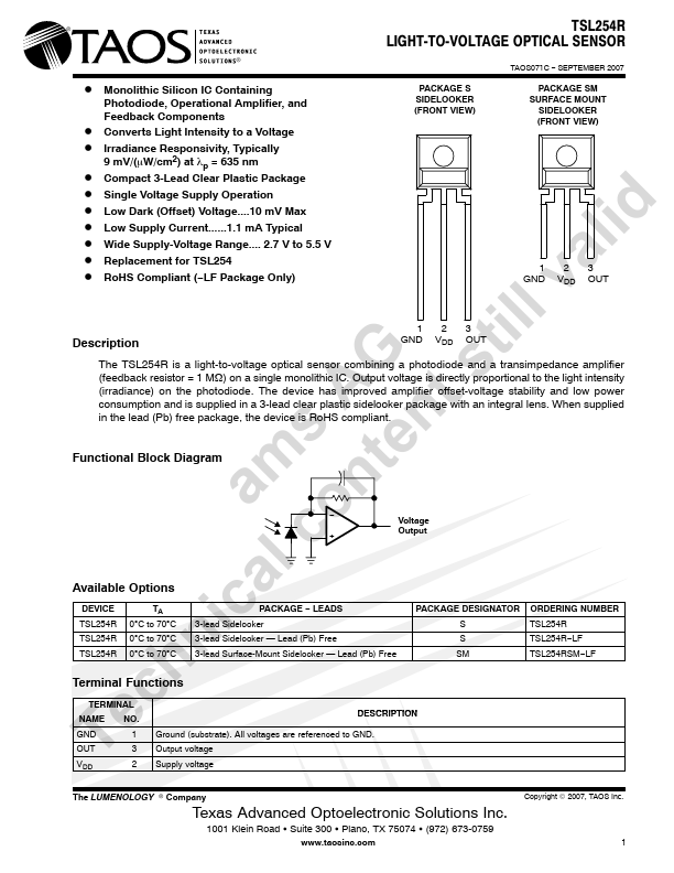 TSL254R TAOS