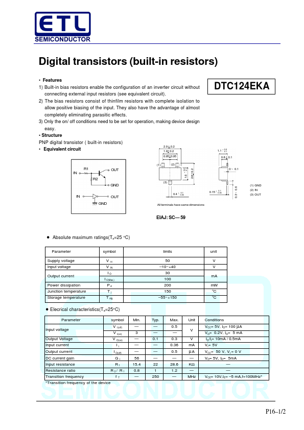 <?=DTC124EKA?> डेटा पत्रक पीडीएफ