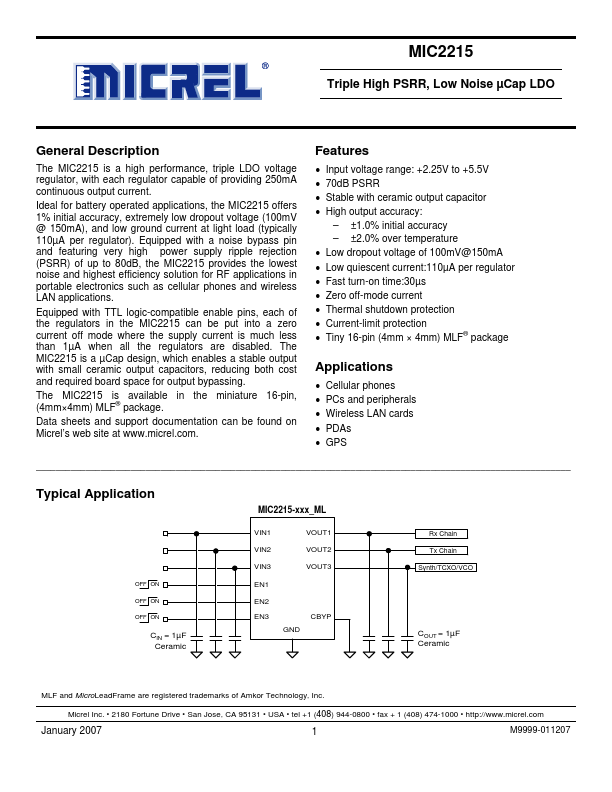 MIC2215 Micrel Semiconductor