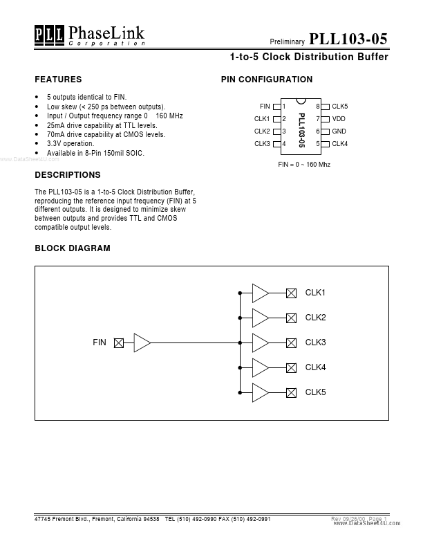 PLL103-05 PhaseLink Corporation