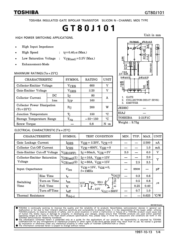 GT80J101 Toshiba Semiconductor