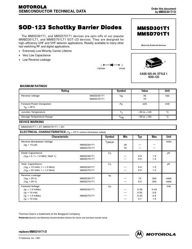 MMSD301T1 Motorola