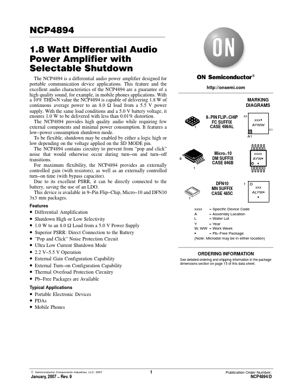 NCP4894 ON Semiconductor