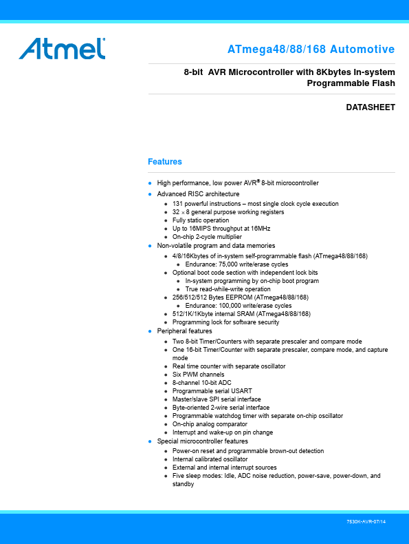 <?=ATmega168?> डेटा पत्रक पीडीएफ