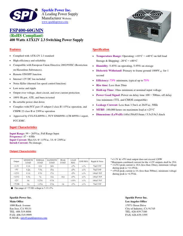 FSP400-60GMN Sparkle Power