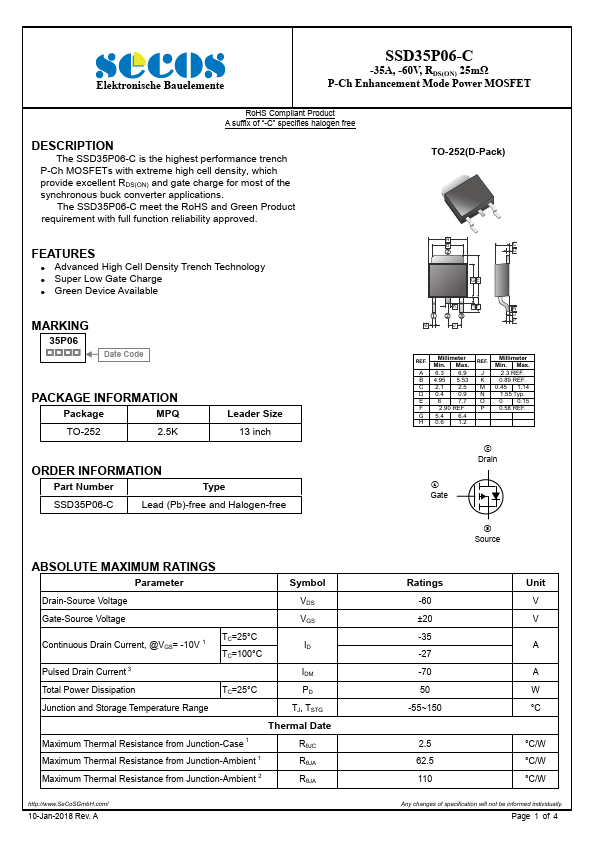 SSD35P06-C SeCoS