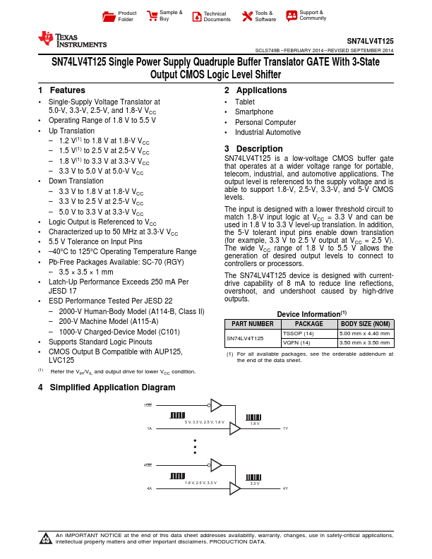 SN74LV4T125