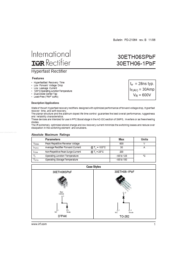 30ETH06-1PBF International Rectifier