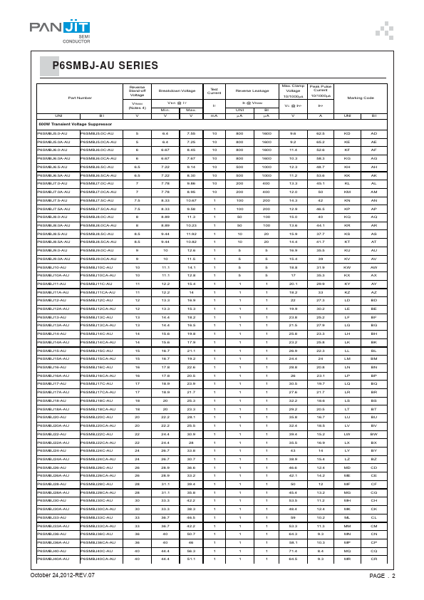 P6SMBJ26C-AU