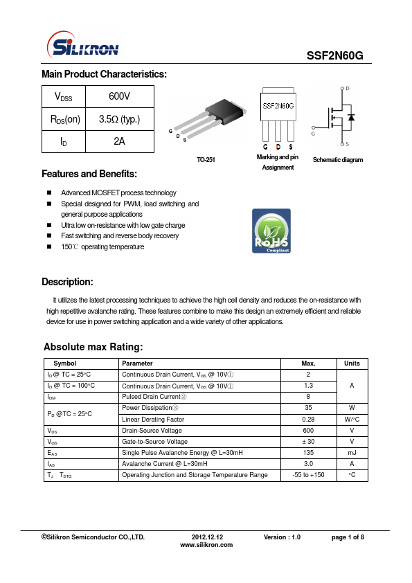 SSF2N60G Silikron