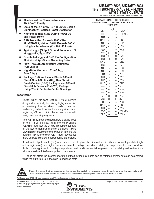 <?=SN54ABT16823?> डेटा पत्रक पीडीएफ