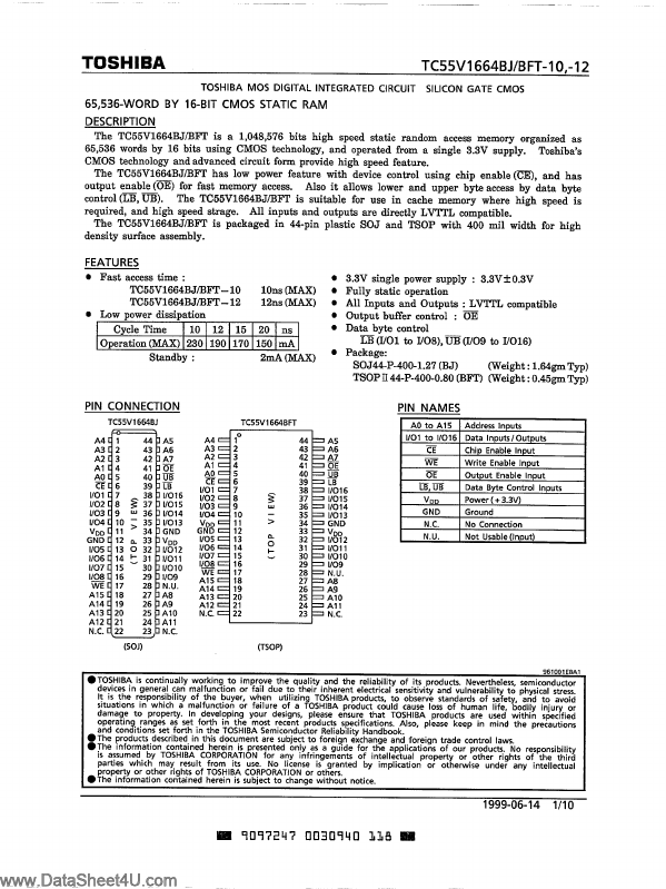 <?=TC55V1664BFT?> डेटा पत्रक पीडीएफ