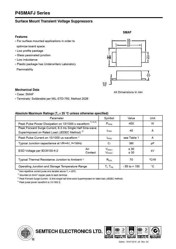 P4SMAFJ85CA SEMTECH