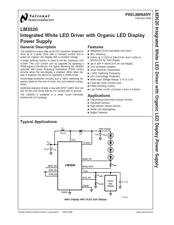 <?=LM3520?> डेटा पत्रक पीडीएफ