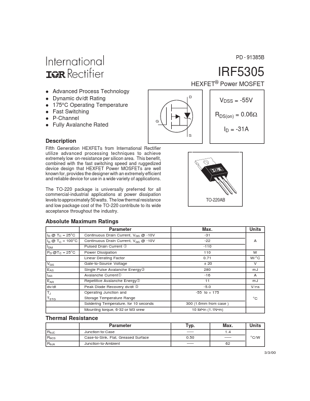 IRF5305 International Rectifier