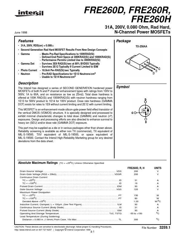 FRE260D Intersil