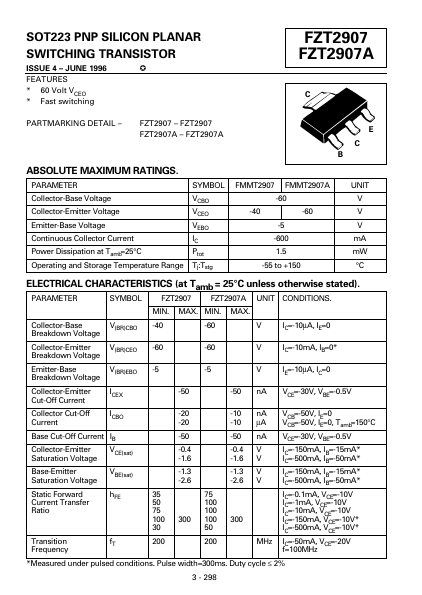 <?=FZT2907A?> डेटा पत्रक पीडीएफ