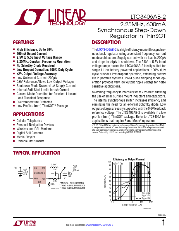 <?=LTC3406AB-2?> डेटा पत्रक पीडीएफ