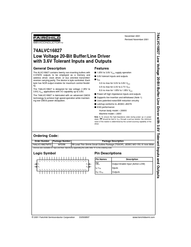 74ALVC16827 Fairchild Semiconductor