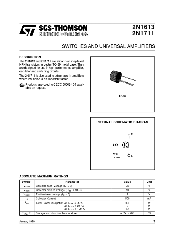 2N1613 STMicroelectronics