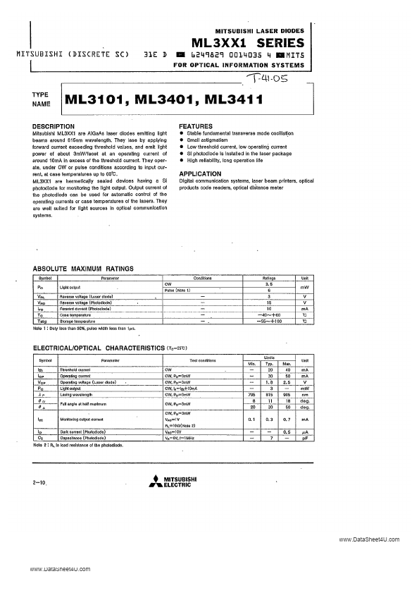 ML3101 Mitsubishi Electric Semiconductor