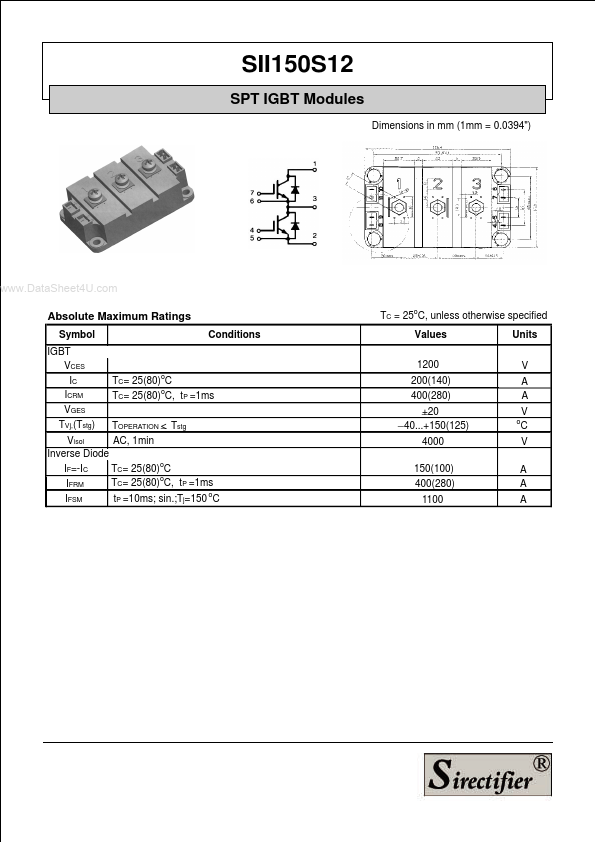 SII150S12 Sirectifier Semiconductors