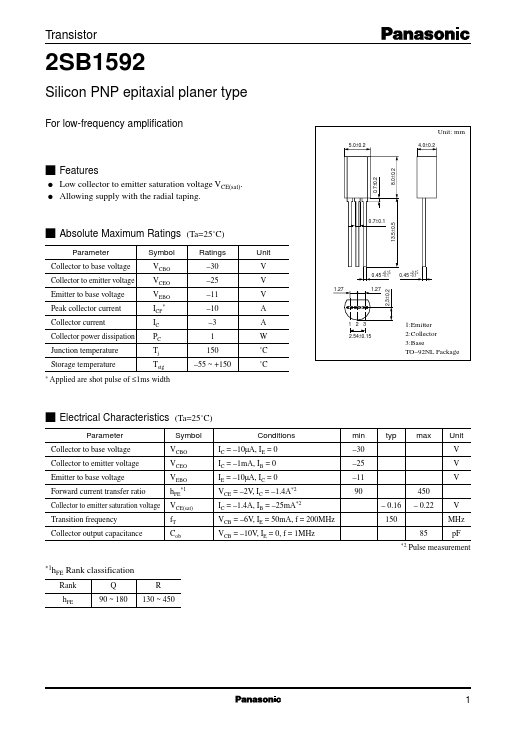 2SB1592 Panasonic Semiconductor