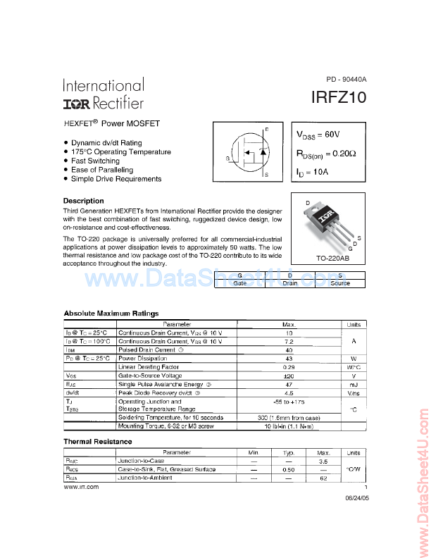 IRFZ10 International Rectifier