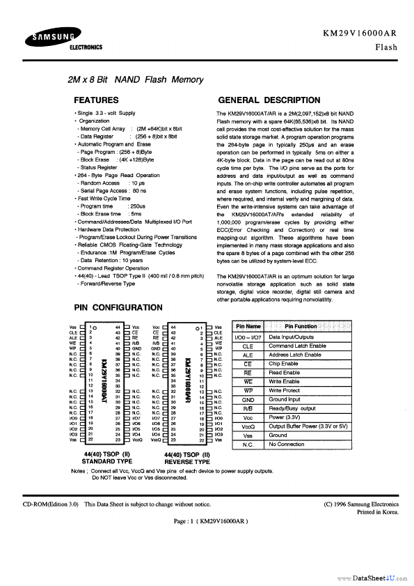 KM29V16000AR Samsung Electronics