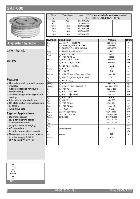 SKT600-14E Semikron