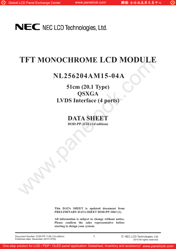 <?=NL256204AM15-04A?> डेटा पत्रक पीडीएफ