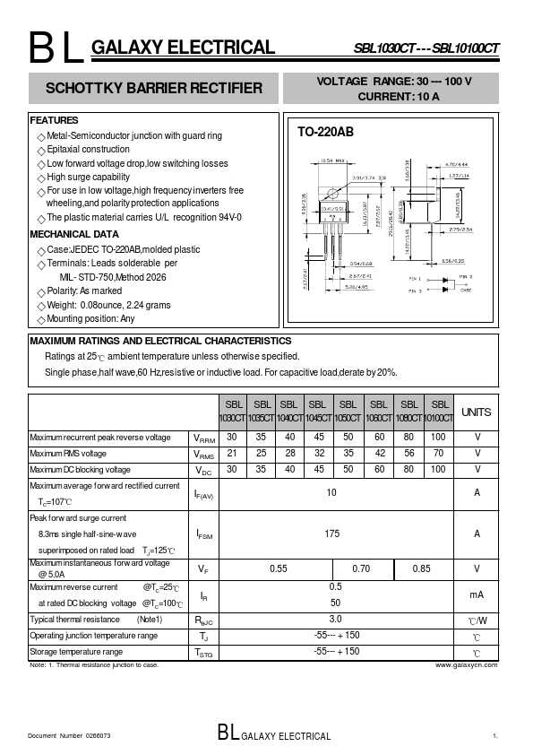 SBL1045CT GALAXY ELECTRICAL