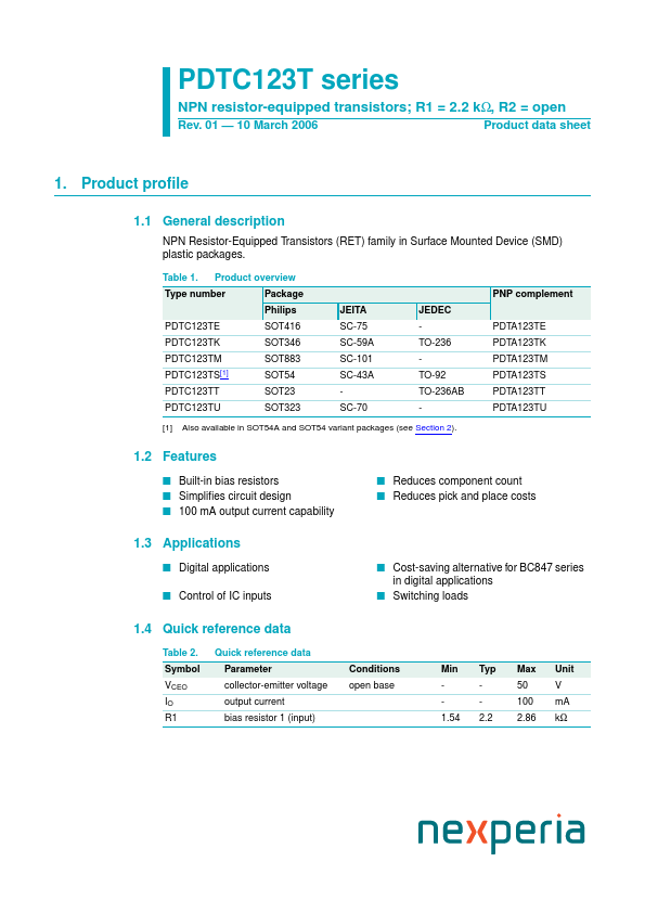 PDTC123TK nexperia