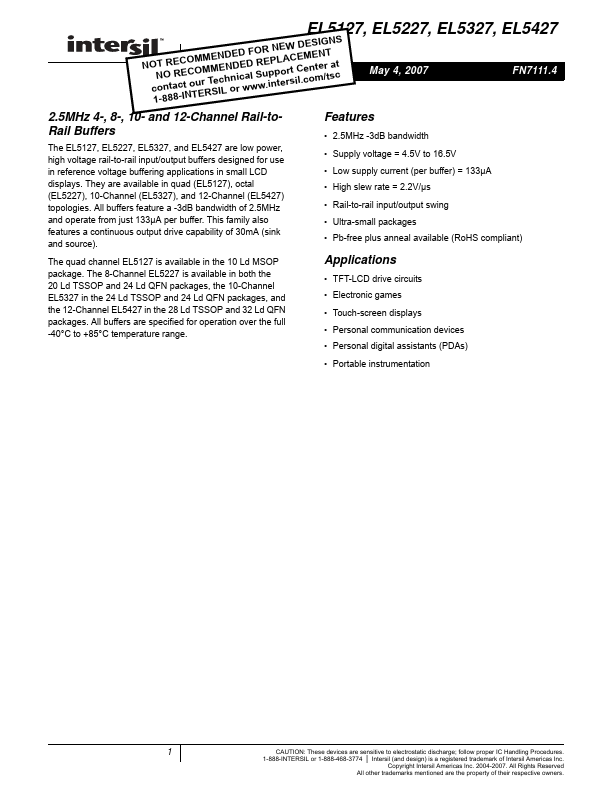 EL5127 Intersil Corporation