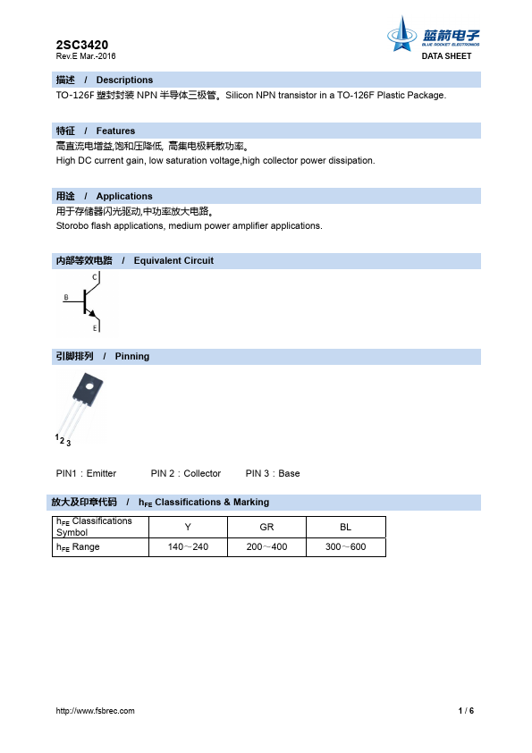 2SC3420 BLUE ROCKET ELECTRONICS