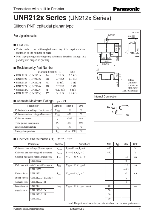 UNR212X Panasonic Semiconductor