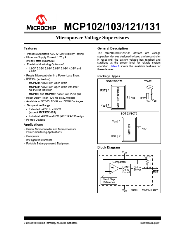 MCP103 Microchip Technology