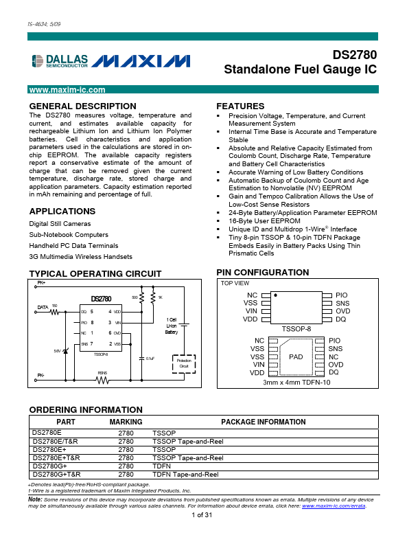 DS2780 Maxim Integrated Products