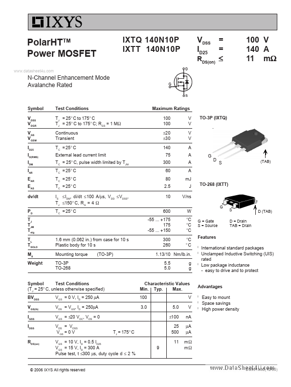 IXTT140N10P