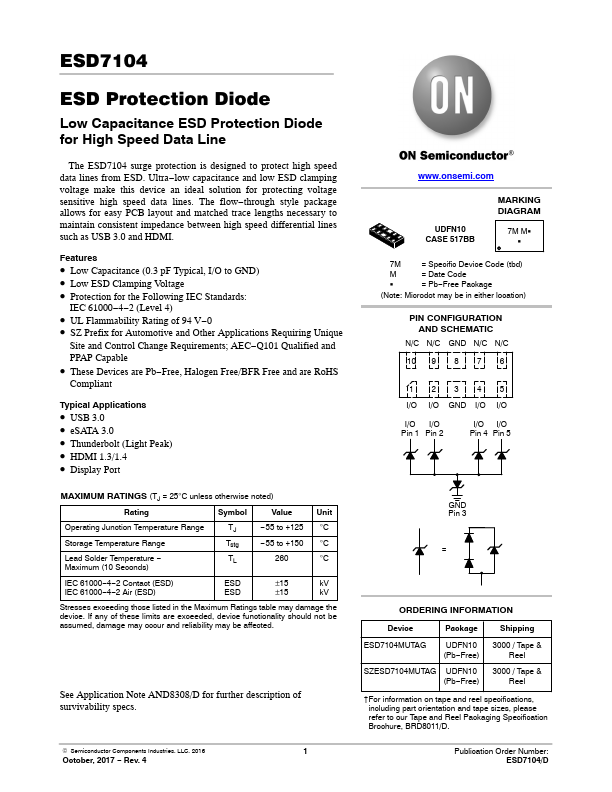 ESD7104 ON Semiconductor
