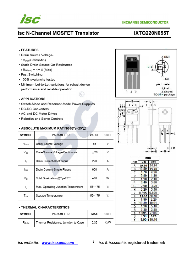 IXTQ220N055T