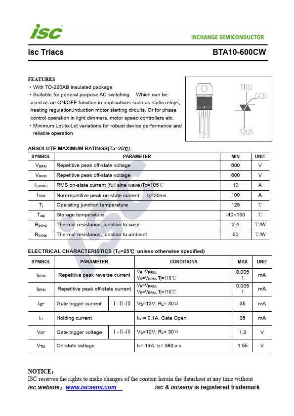 <?=BTA10-600CW?> डेटा पत्रक पीडीएफ