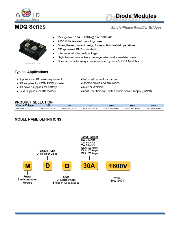 MDQ60A1600V Gold Electric
