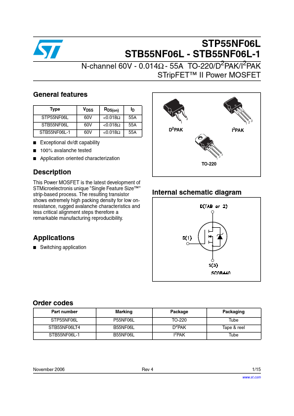 STP55NF06LFP ST Microelectronics