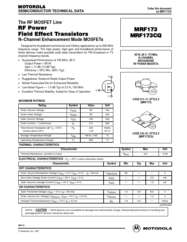 MRF173CQ Motorola