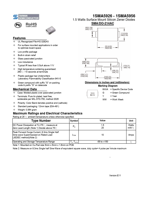 1SMA5929 Taiwan Semiconductor