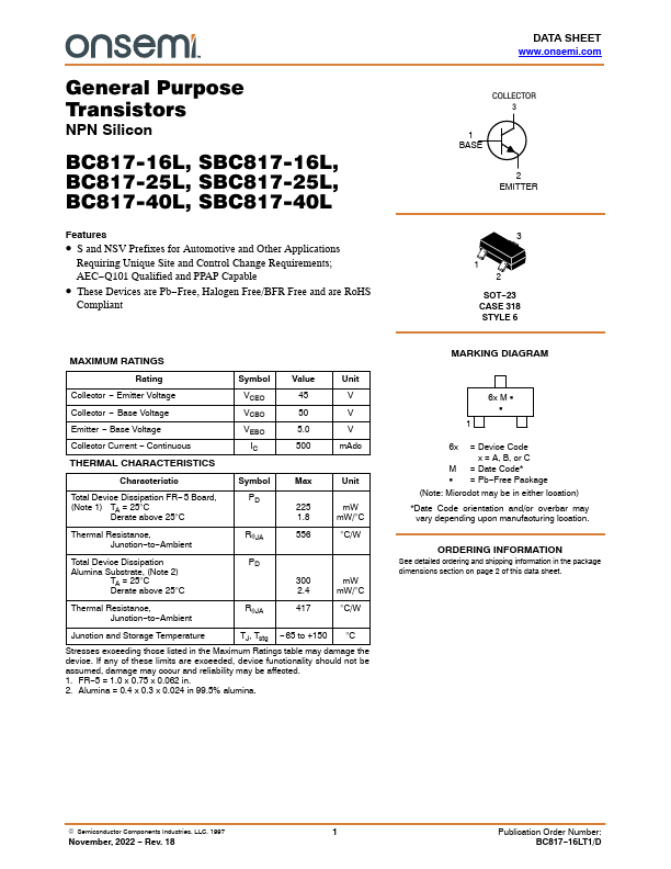 <?=BC817-40L?> डेटा पत्रक पीडीएफ