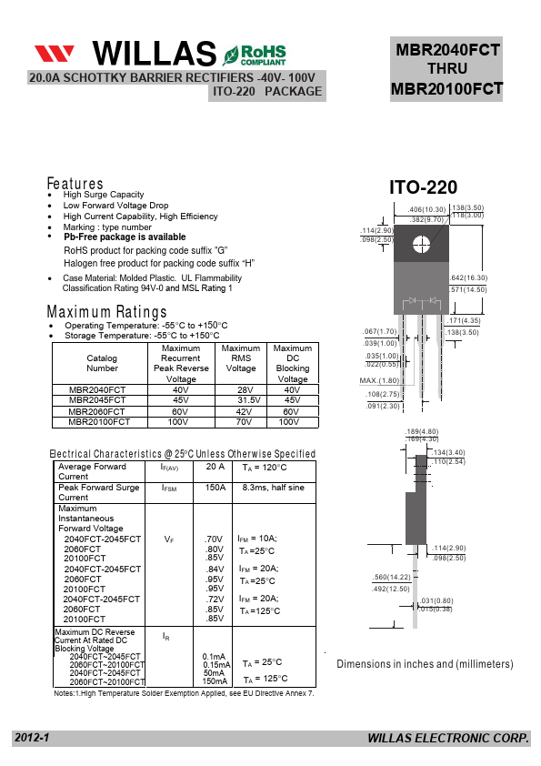 <?=MBR2060FCT?> डेटा पत्रक पीडीएफ