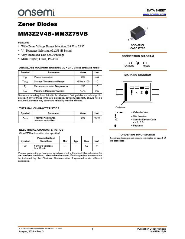 MM3Z3V6B ON Semiconductor